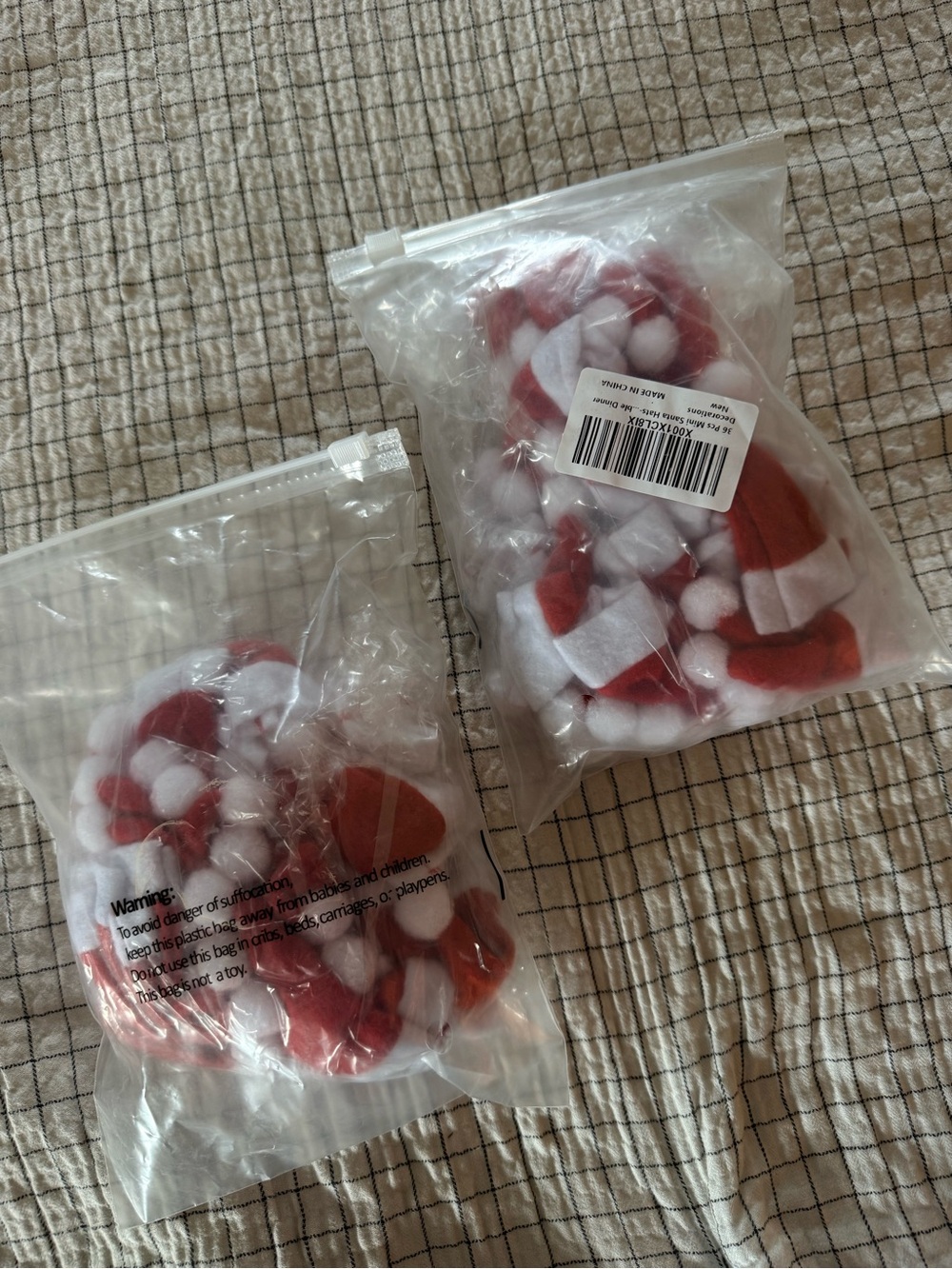 Red and White Mini Santa Hat Party Decorations - Pack of Assorted Styles